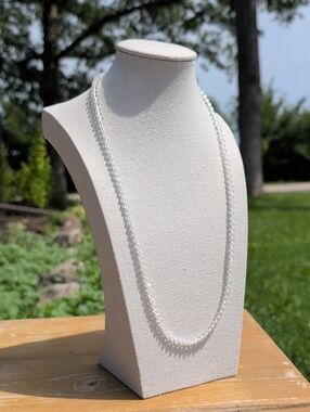 Faceted Clear Bi-Cone Crystal Bead Necklace - 24"